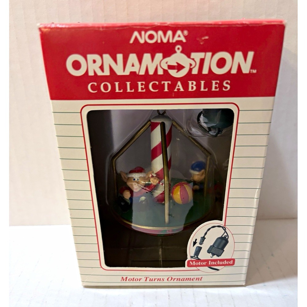 Vintage 1989 NOMA Ornamotion Elf Merry-Go-Round Christmas Ornament TESTED